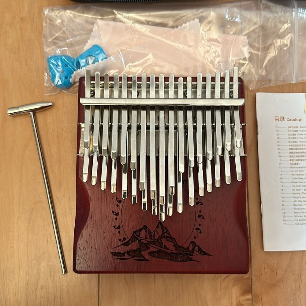 34-Key Diatonic Kalimba/Thumb Piano - Rosewood Colour, Mbira Instrument, Harp